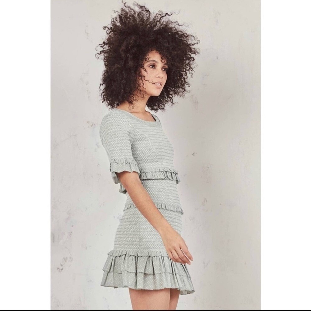 LoveShackFancy Aveline Mini Dress light Green size XS